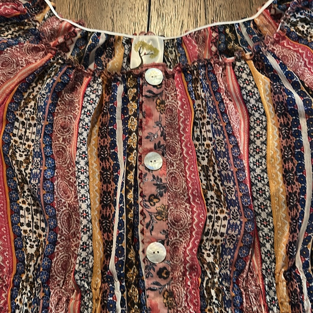 Anthropologie Fig and Flower Sheer Layered Print Over Dress - Picture 5 of 10